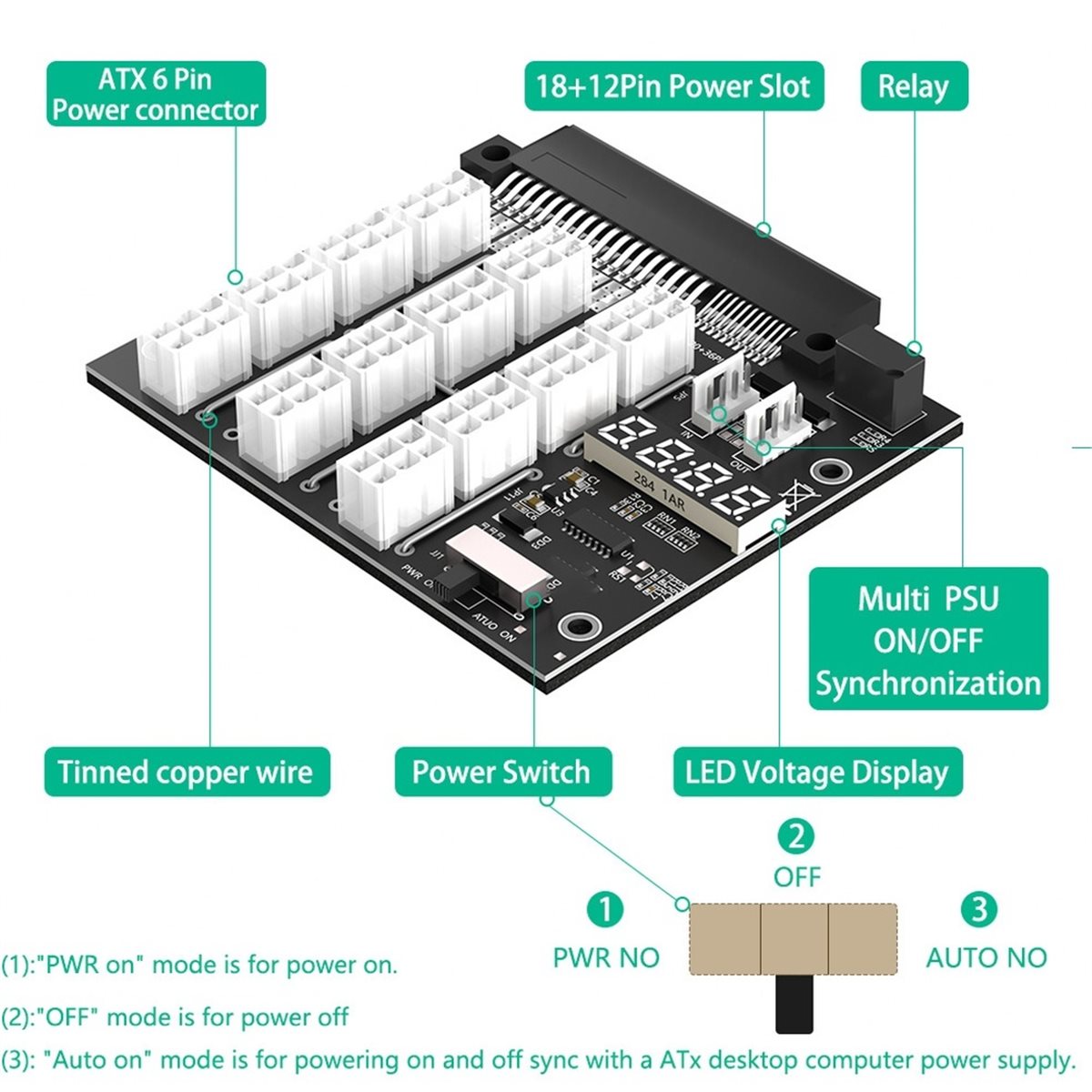Плата-разветвитель M05K с 12 п – обзор и цена 2400W Server Psu Breakout Board